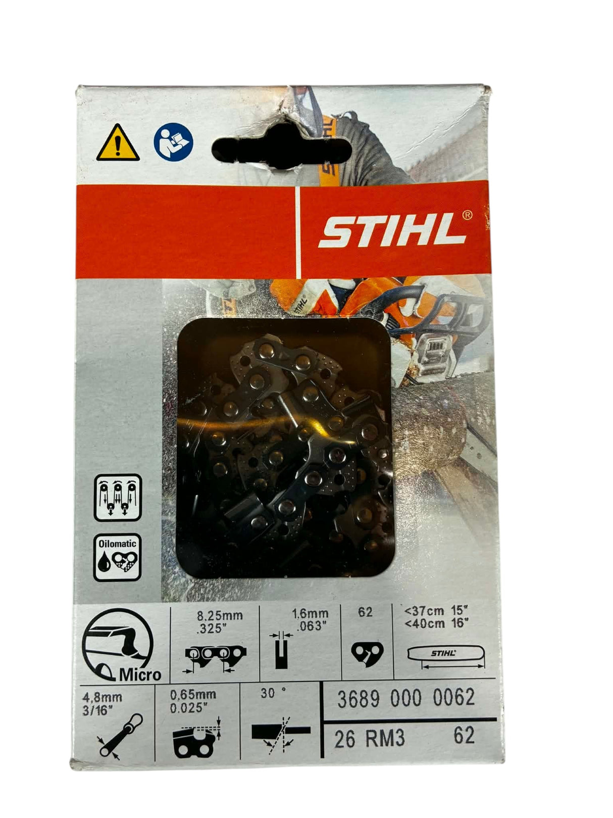 Chaîne STIHL Rapid Micro 3 RM3 .325" 1,6 mm 62 maillons 36890000062