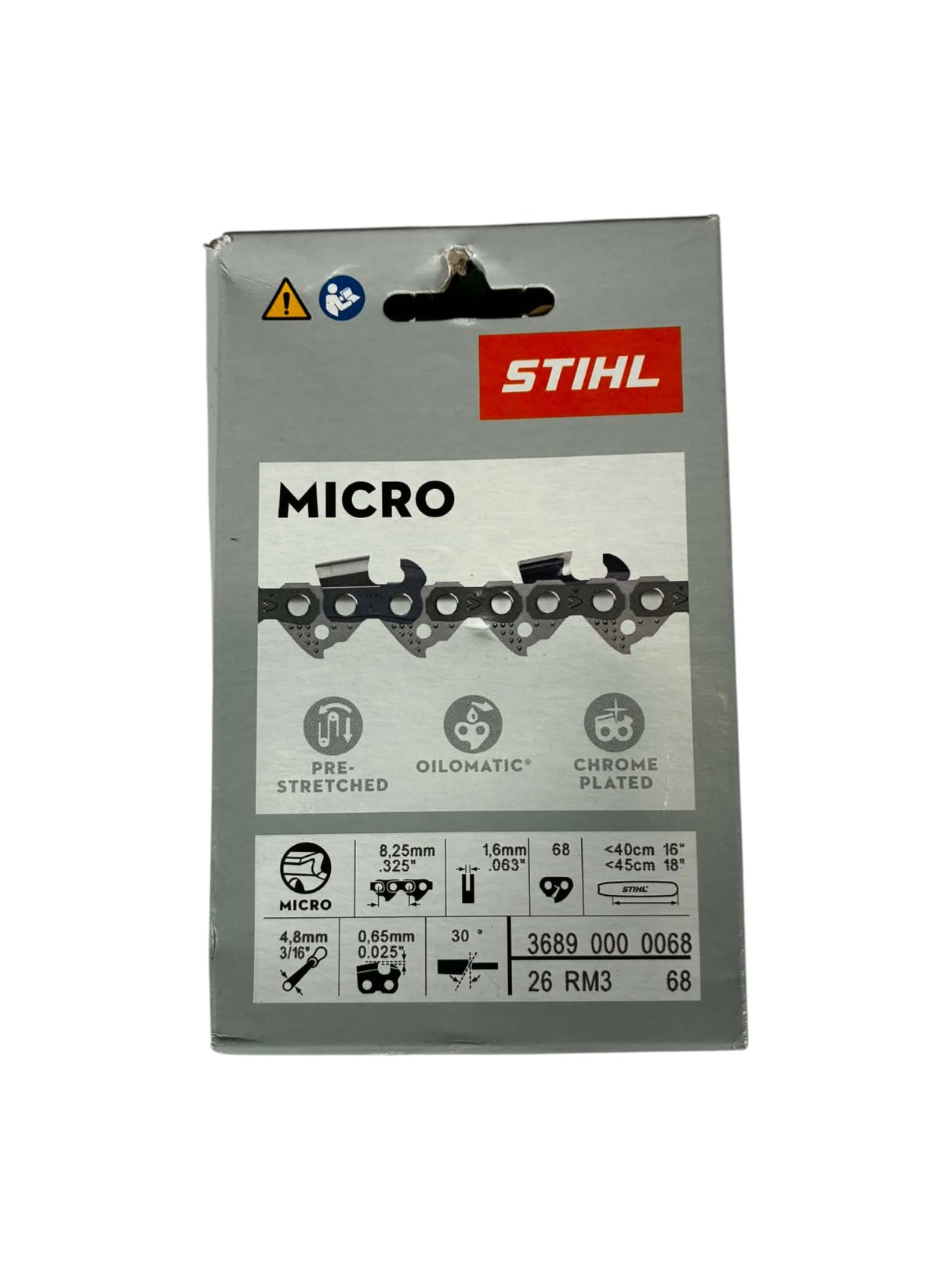 Chaîne STIHL Rapid Micro 3 RM3 .325" 1,6 mm 68 maillons 36890000068