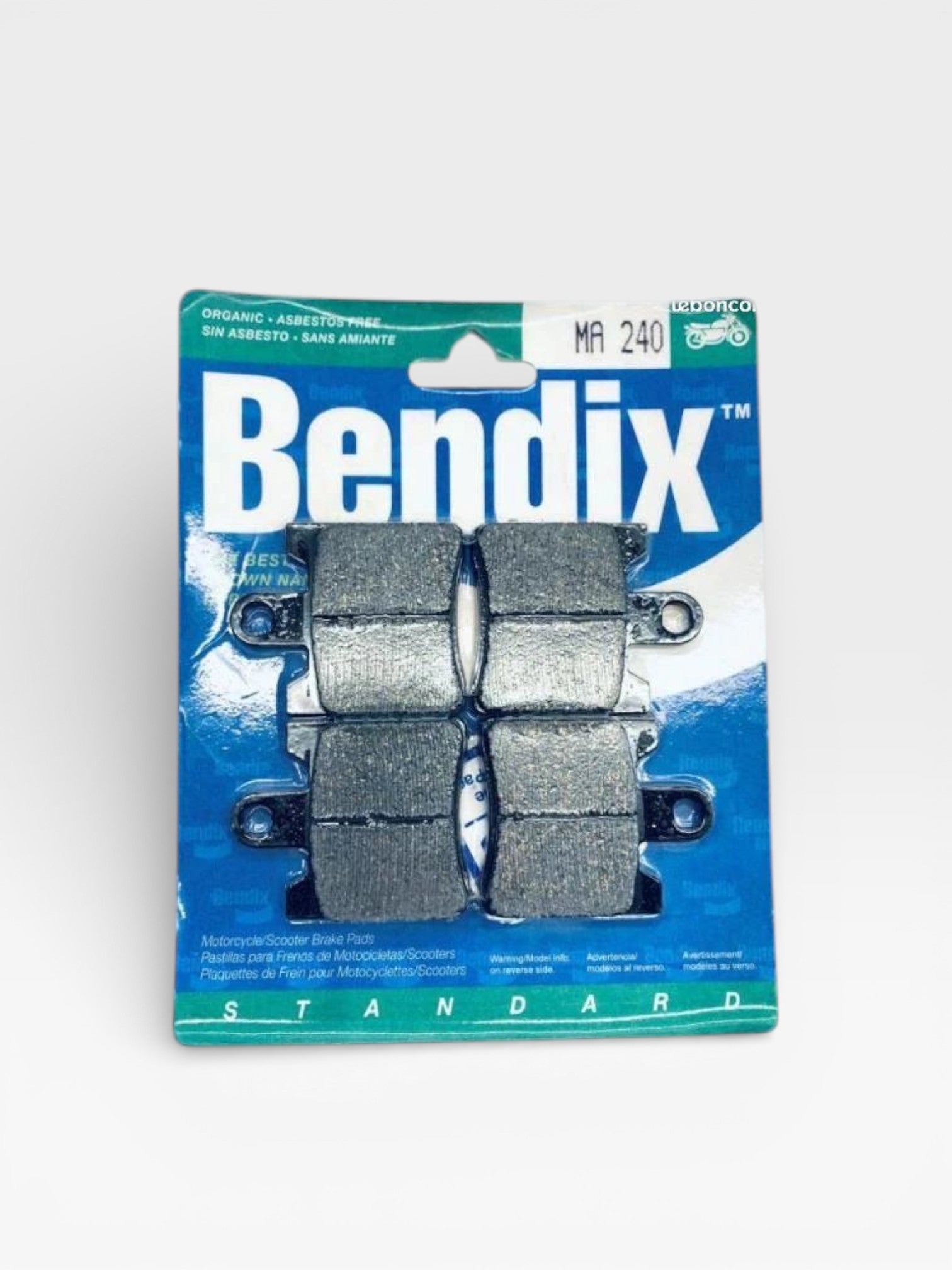 Pastillas de freno delanteras orgánicas Bendix MA240 para scooters y motocicletas – Ref. MA240