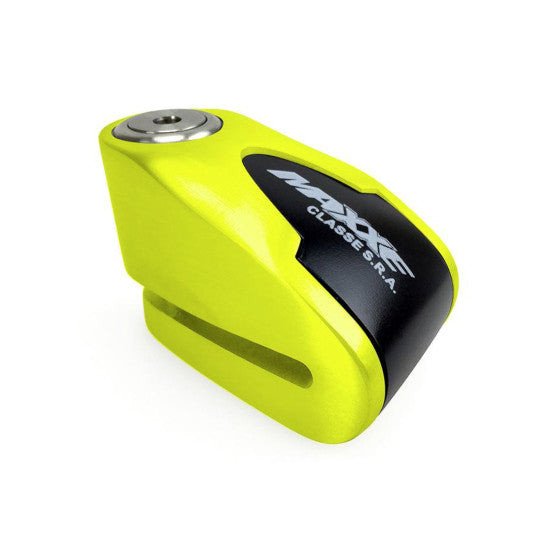Bloque disque alarme moto MAXXE X10 jaune SRA goupille 10 mm