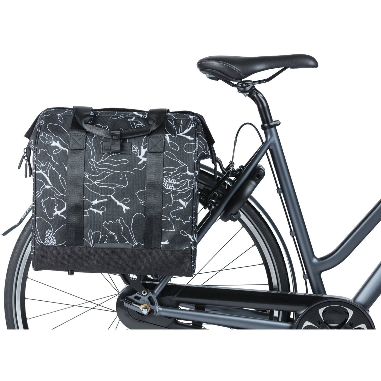 Sacoche arrière vélo Basil Grand Flower Shopper 23L noir