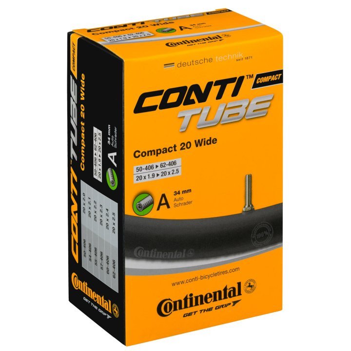 Fahrradschlauch 20 Zoll Continental Compact Wide 50-62/406 Neu
