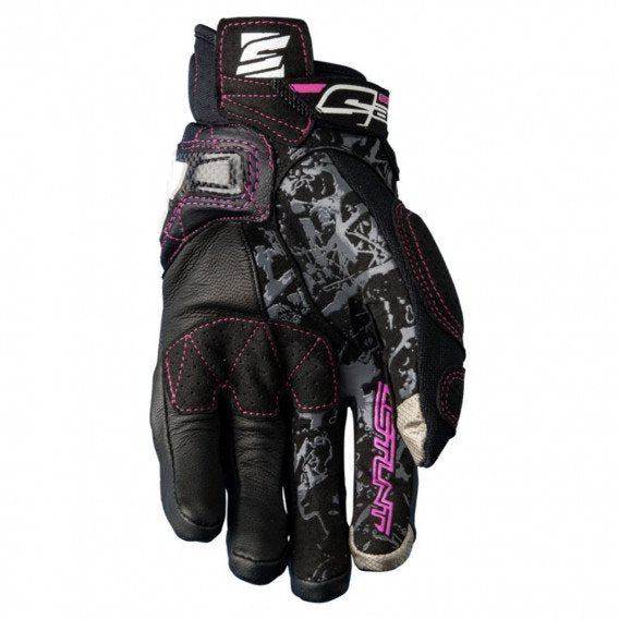 Fünf Stunt Evo Replica Damen-Motorradhandschuhe Flower M Sommer Ziegenleder Spandex CE rosa Neu