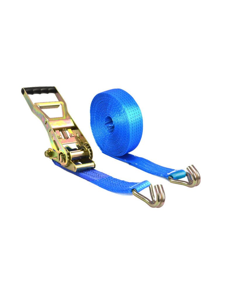Sangle d’arrimage bleue 9 m 4 tonnes avec crochets doigts rapprochés