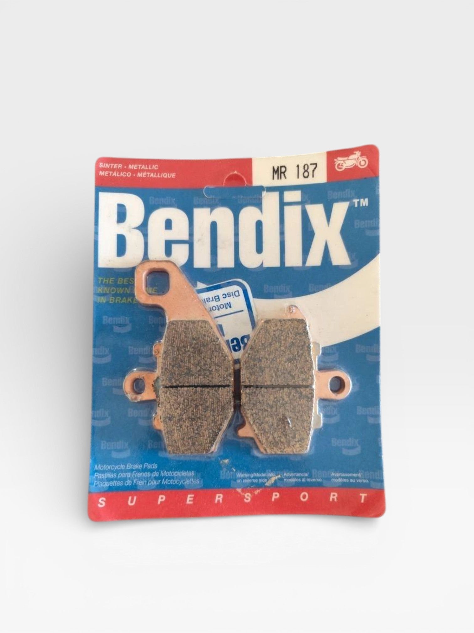 Pastillas de freno traseras de metal sinterizado Bendix MR187 para motocicleta – Ref. MR187