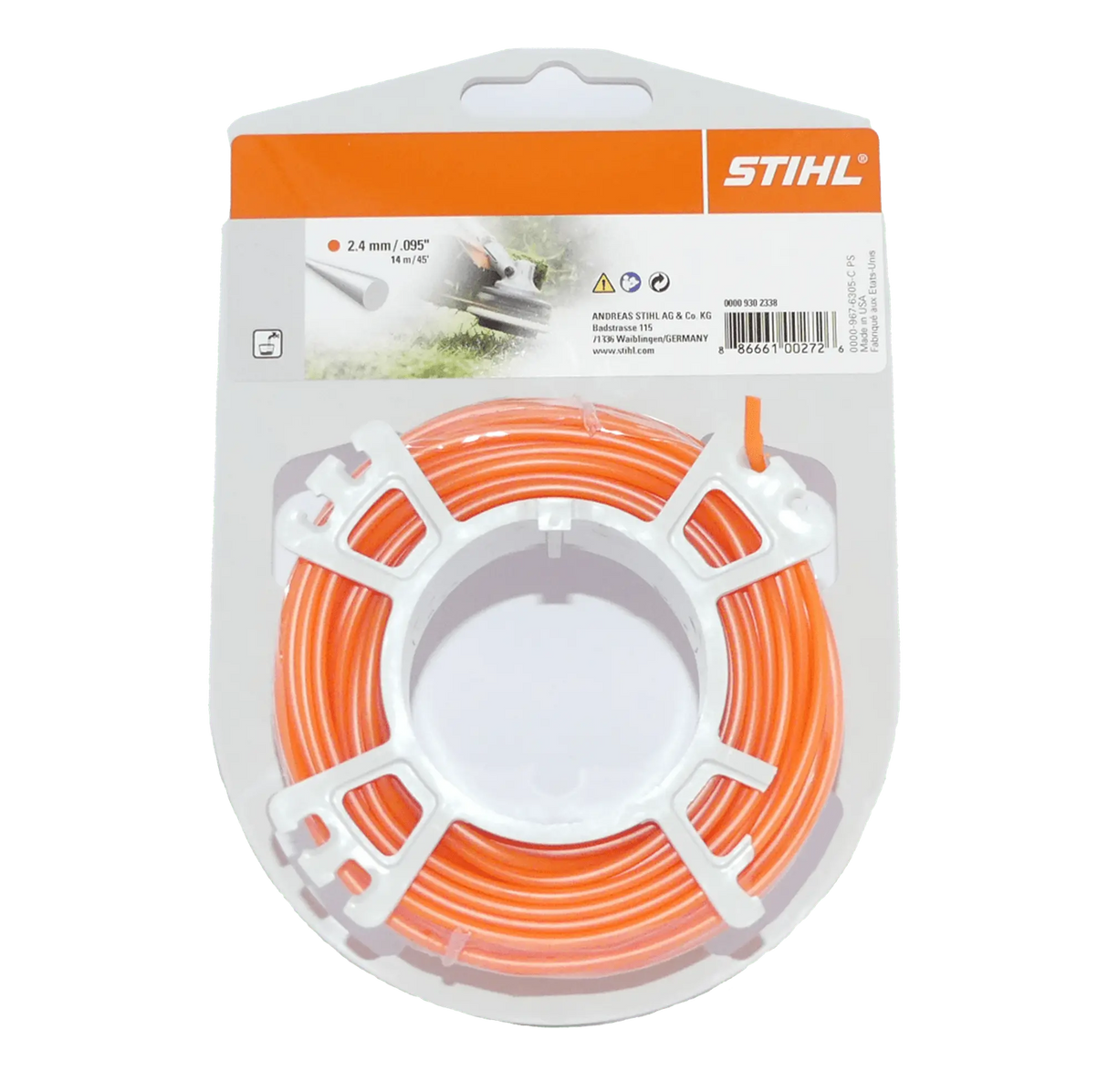 Rouleau fil nylon Stihl 14,6 m 2,4 mm débroussailleuse Ref 0000-930-2338