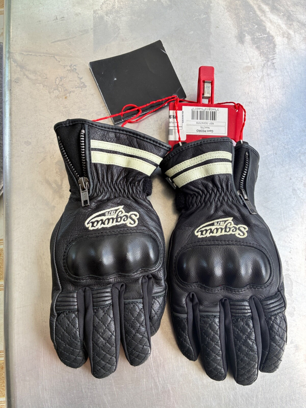 Gants moto été Segura Pedro cuir noir – Taille 8 – Jamais servi