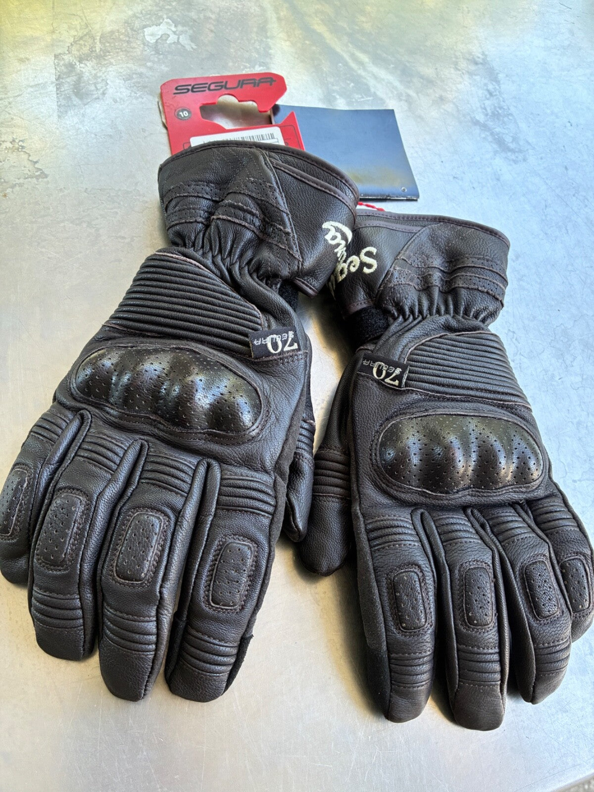 Gants moto Segura Ramirez marron – Jamais servis – Taille 9 L