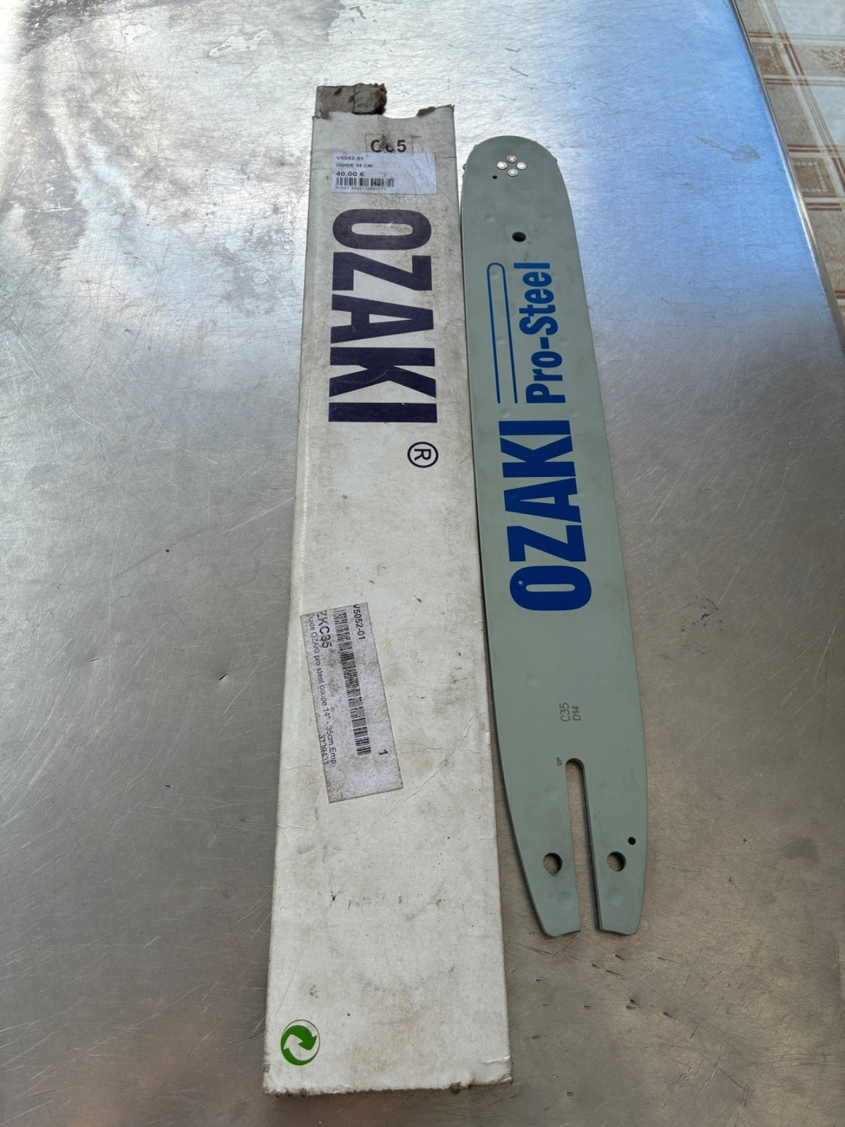 Guide chaîne OZAKI 35 cm 3/8" LP 1.3 mm – 50 maillons montage C