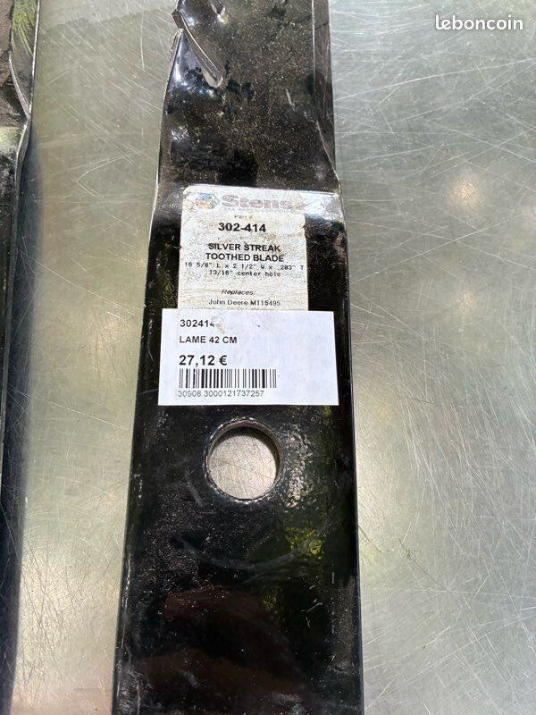 3x Lame mulching 422 mm John Deere – Réf. 1108399 – Neuve adaptable