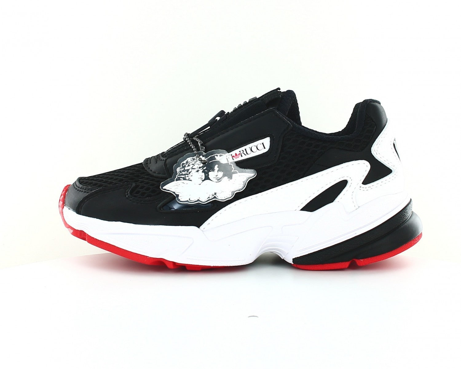 Adidas Falcon Zip W Sneakers Femme Noir Blanc Rouge Taille 38 Neuf Boîte