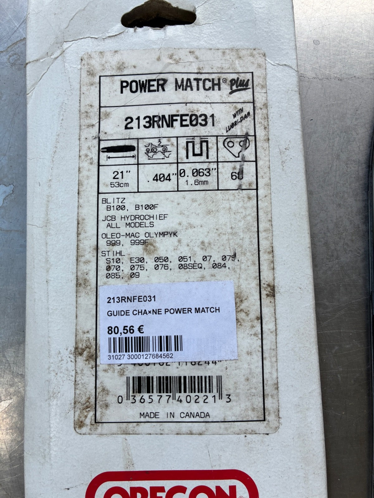 Guide Chaîne Tronçonneuse 213RNFE031 Guide: 53 Cm Pas: .404"Jauge: 1.6 Maillons