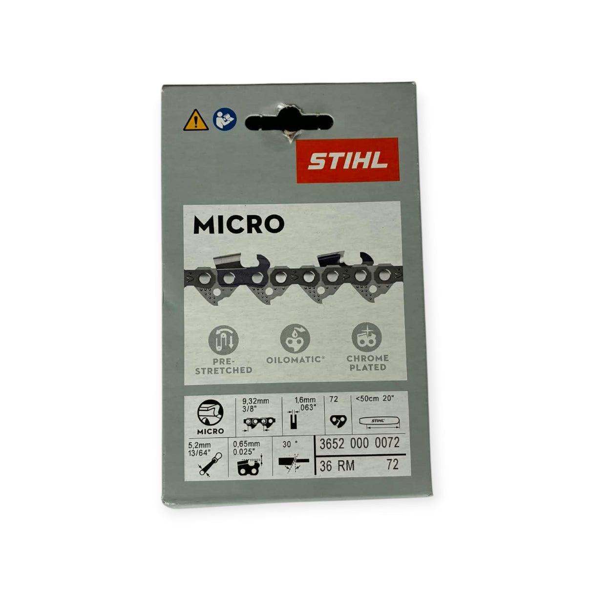 Chaîne STIHL Rapid Micro 3/8" 1,6 mm 72 maillons 36520000072