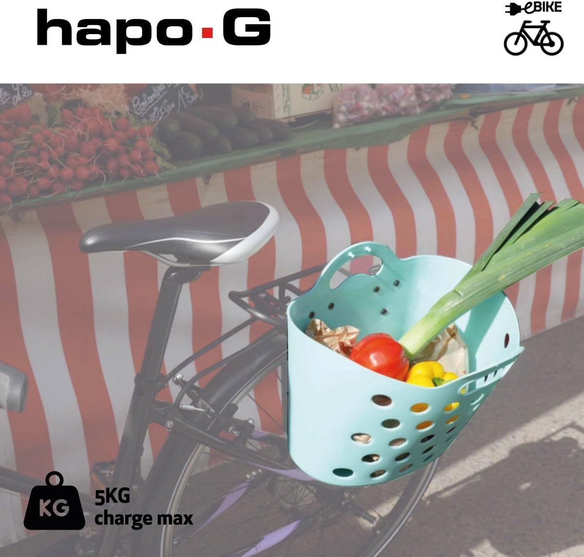 HAPO-G Trendy One 13,5L Fahrradkorb hinten, Himmelblau