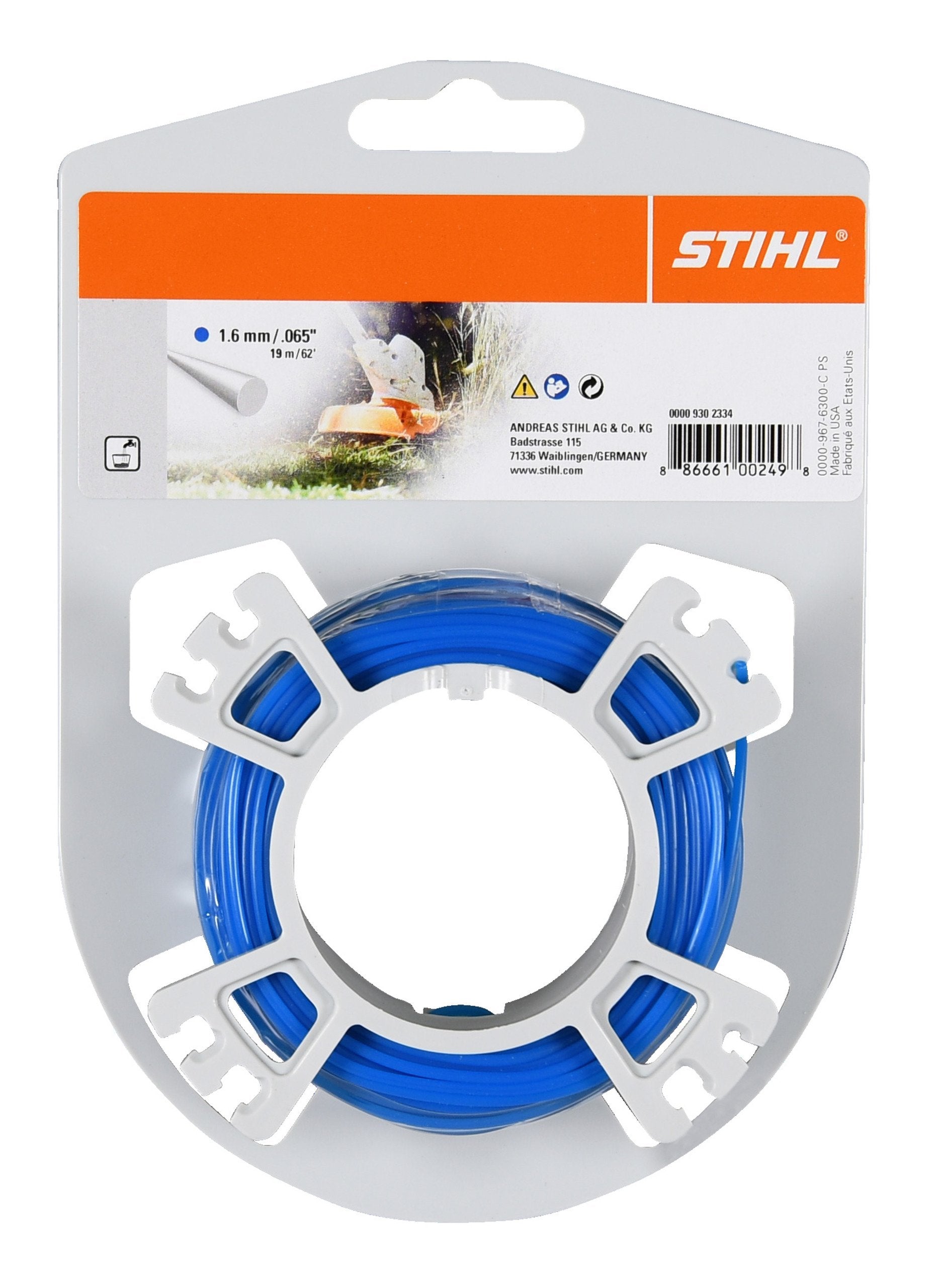 Fil de coupe rond Stihl bleu – 1,6 mm x 19 m – Neuf