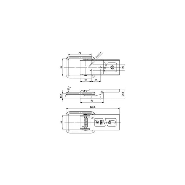 Grenouillère à ressort pour remorque Lider – L 173,5 mm – 720 kg – Réf. FFK3793B – Neuf