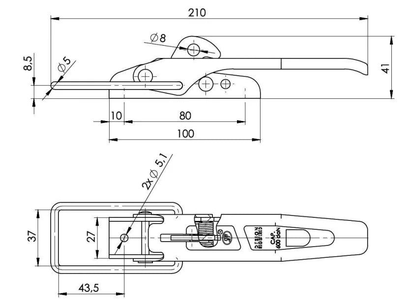 Abrazadera de palanca de trinquete Trigano FFK80007B 210 x 37 x 41 mm