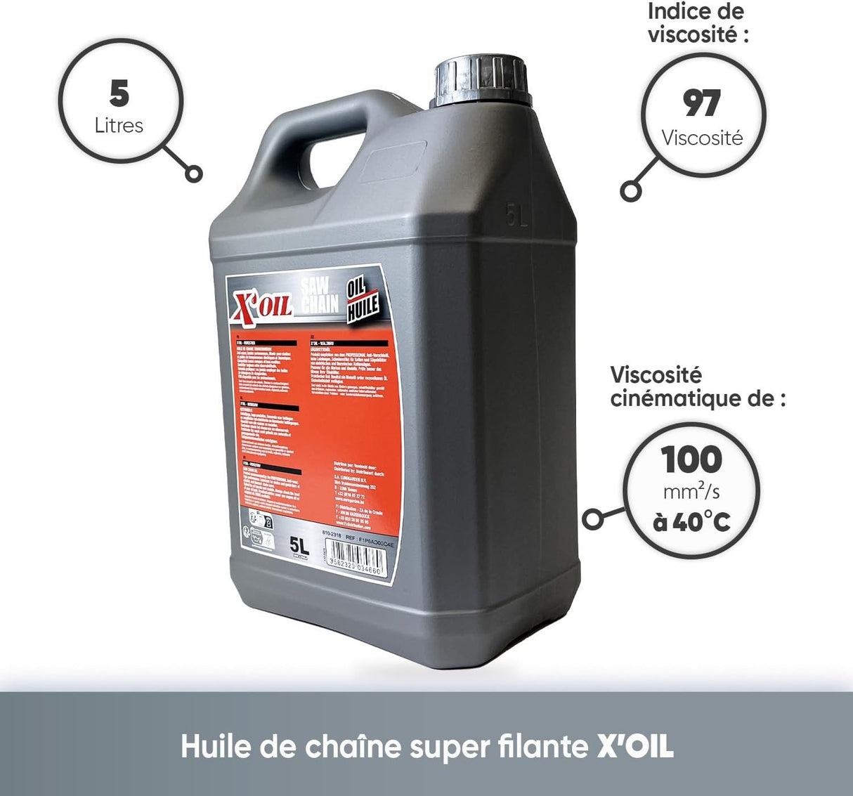 Huile Chaîne Tronçonneuse X’OIL 5L Haute Performance Anti-Usure Super Filante