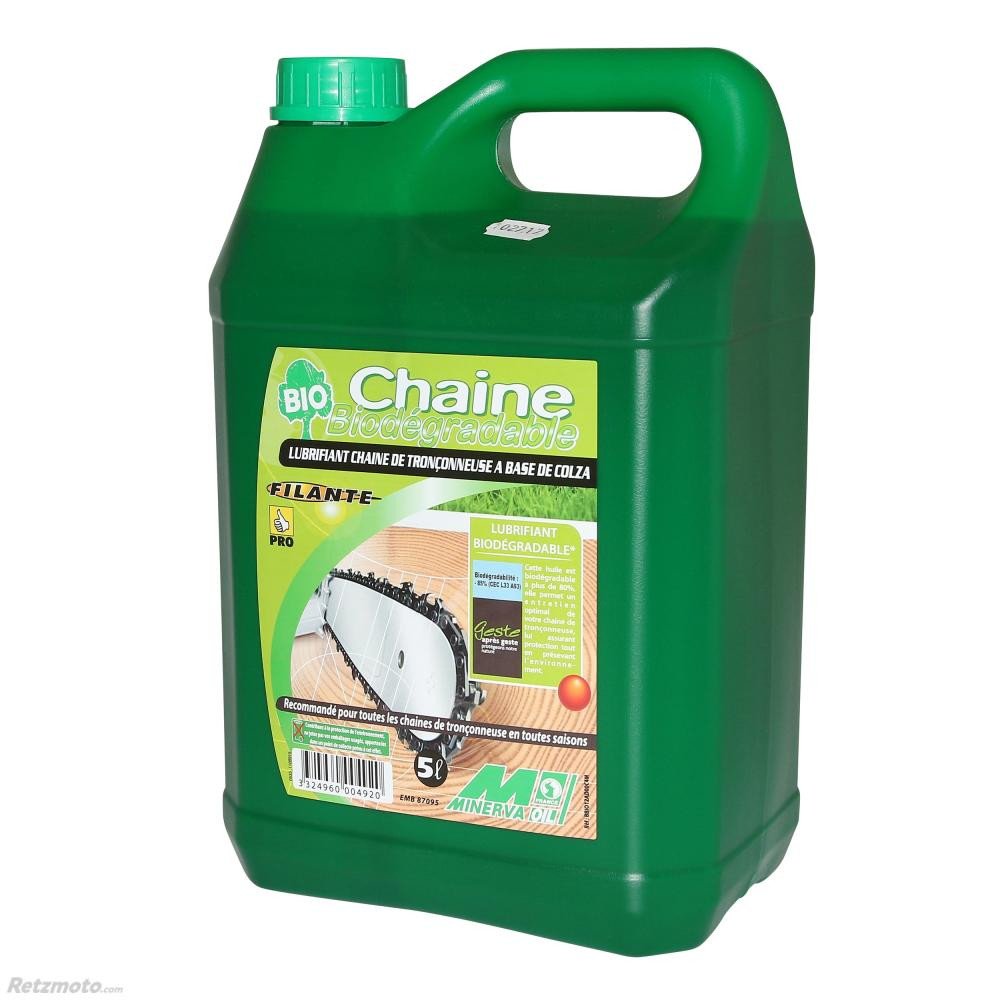 Huile Chaîne Tronçonneuse Biodégradable Colza 5L Minerva Oil Filante
