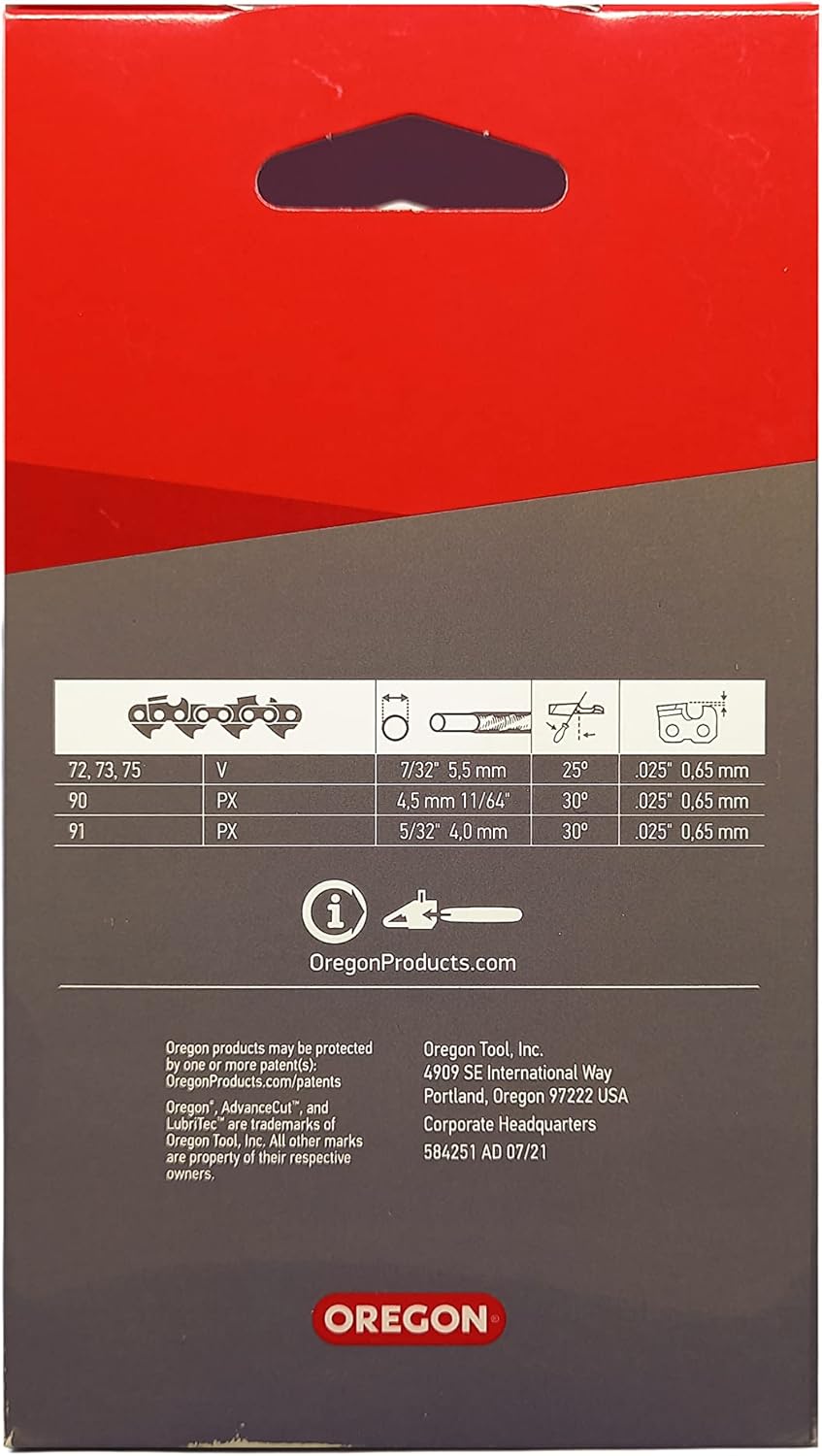Chaîne tronçonneuse Oregon 90PX044 AdvanceCut – 44 maillons – 12" – 3/8" LP – .043"