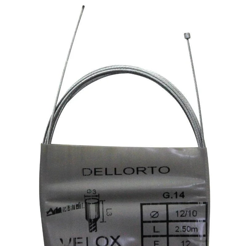 Câble de gaz cyclo VELOX G.14 Dellorto – Boule 3x3mm Ø12/10 Lg 2,50m – Neuf