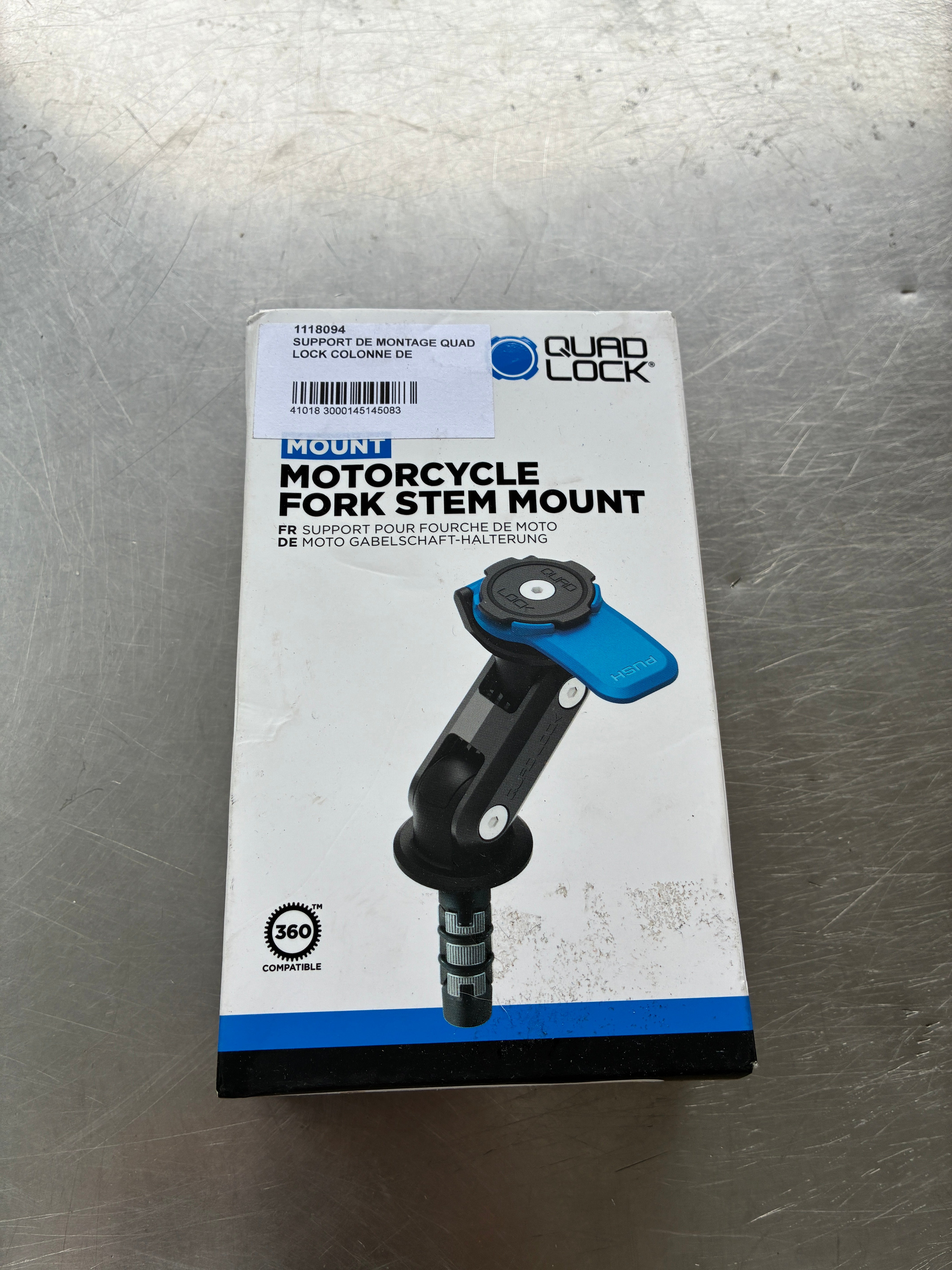 Support smartphone moto Quad Lock tige de fourche QDL0051 – Universel – Noir