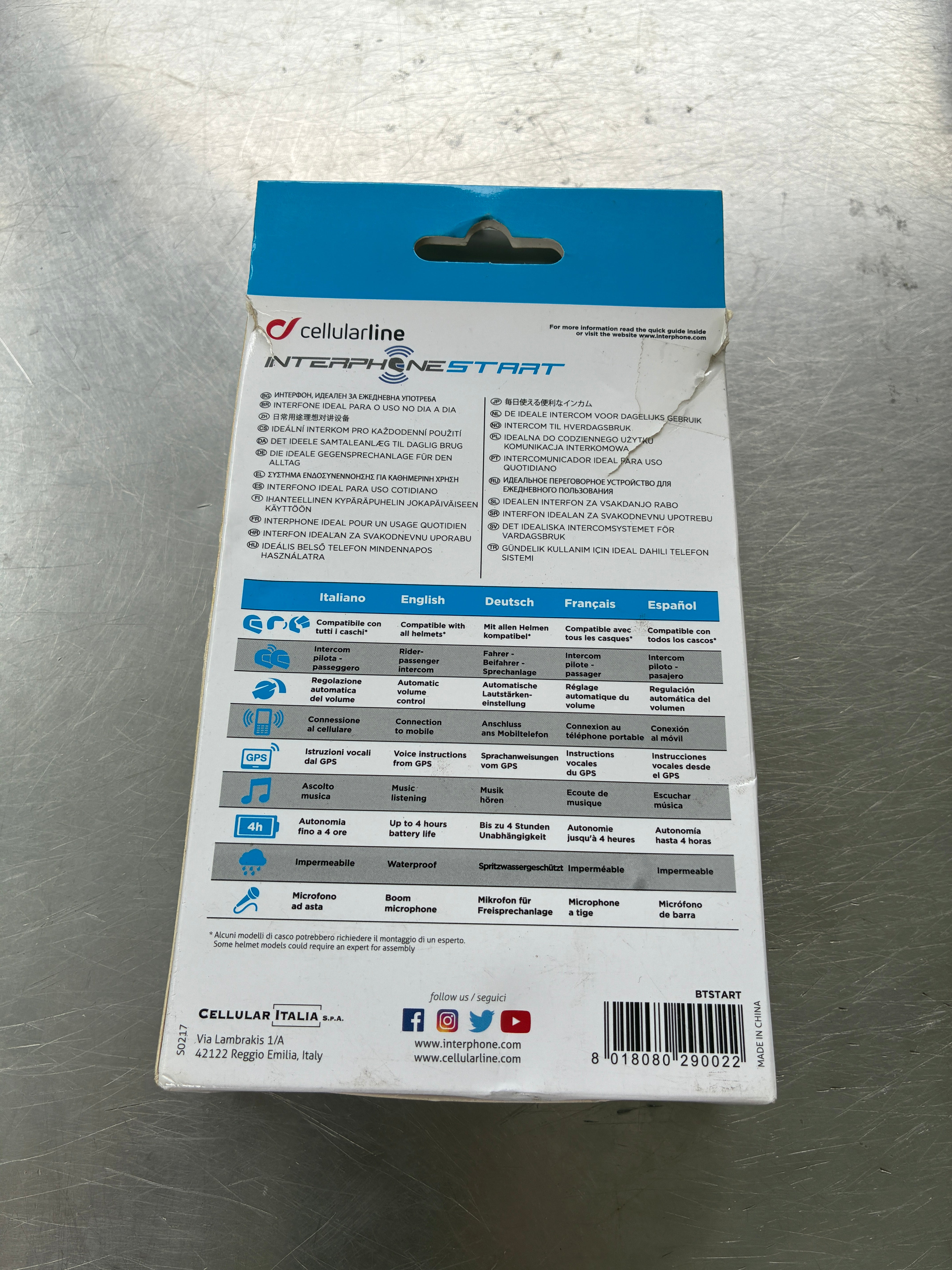 Interphone Moto Bluetooth CellularLine BTSTART – Version Single