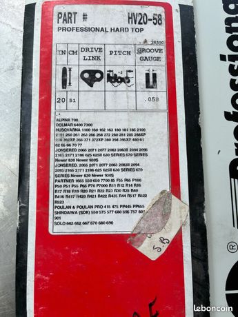 Guide chaîne tronçonneuse 50 cm 3/8 1.5 HV20-58 Professional Hard Top