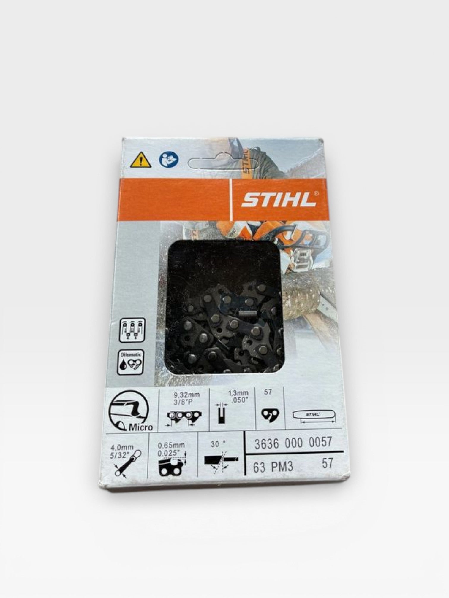 Chaîne STIHL Picco Micro 3 3/8P 1,3 mm 57E guide 40 cm Ref 3636-000-0057