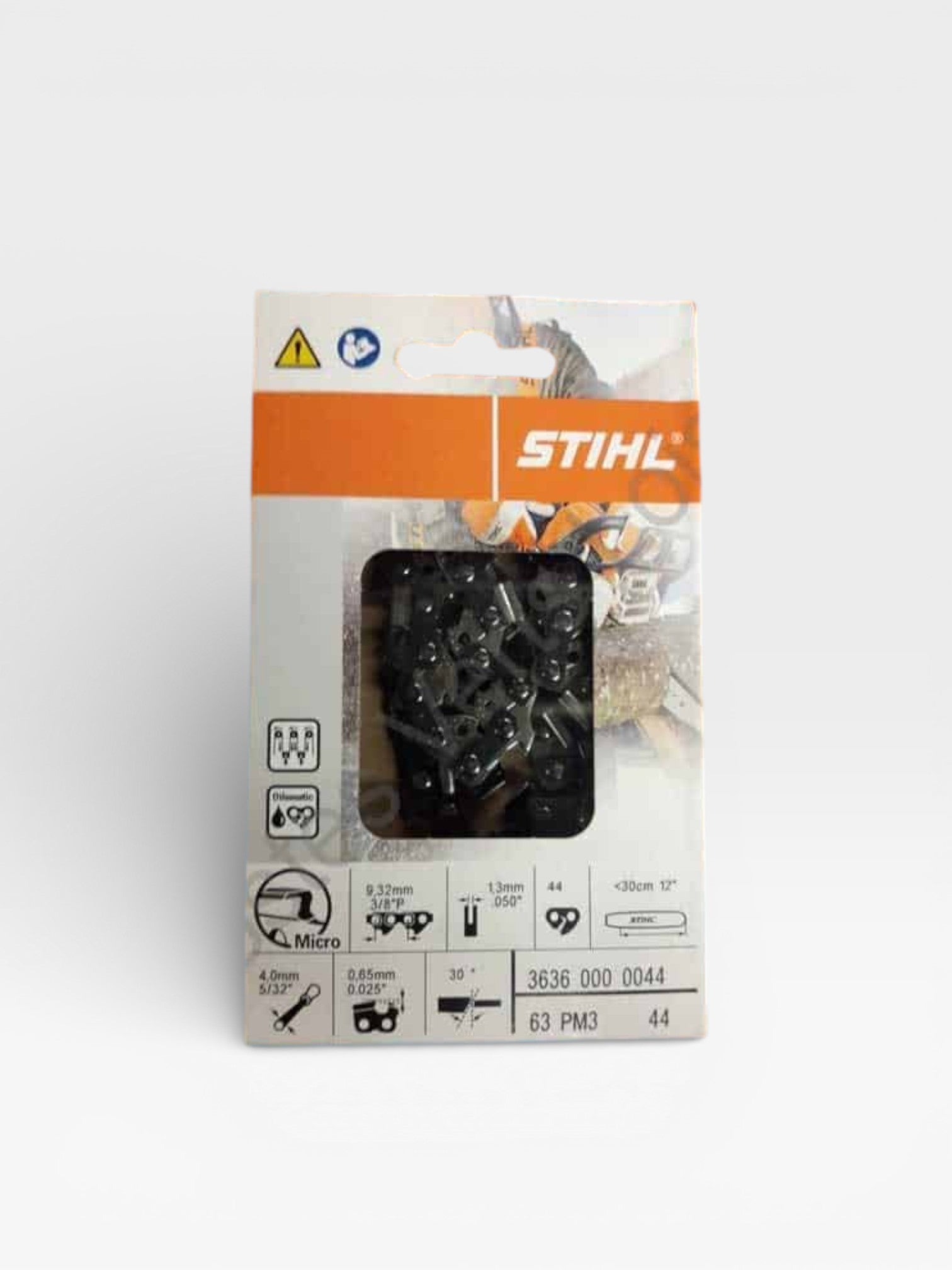 Chaîne STIHL Picco Micro 3 demi-ronde 3/8P 1,3 mm 44E guide 30 cm Ref 3636-000-0044