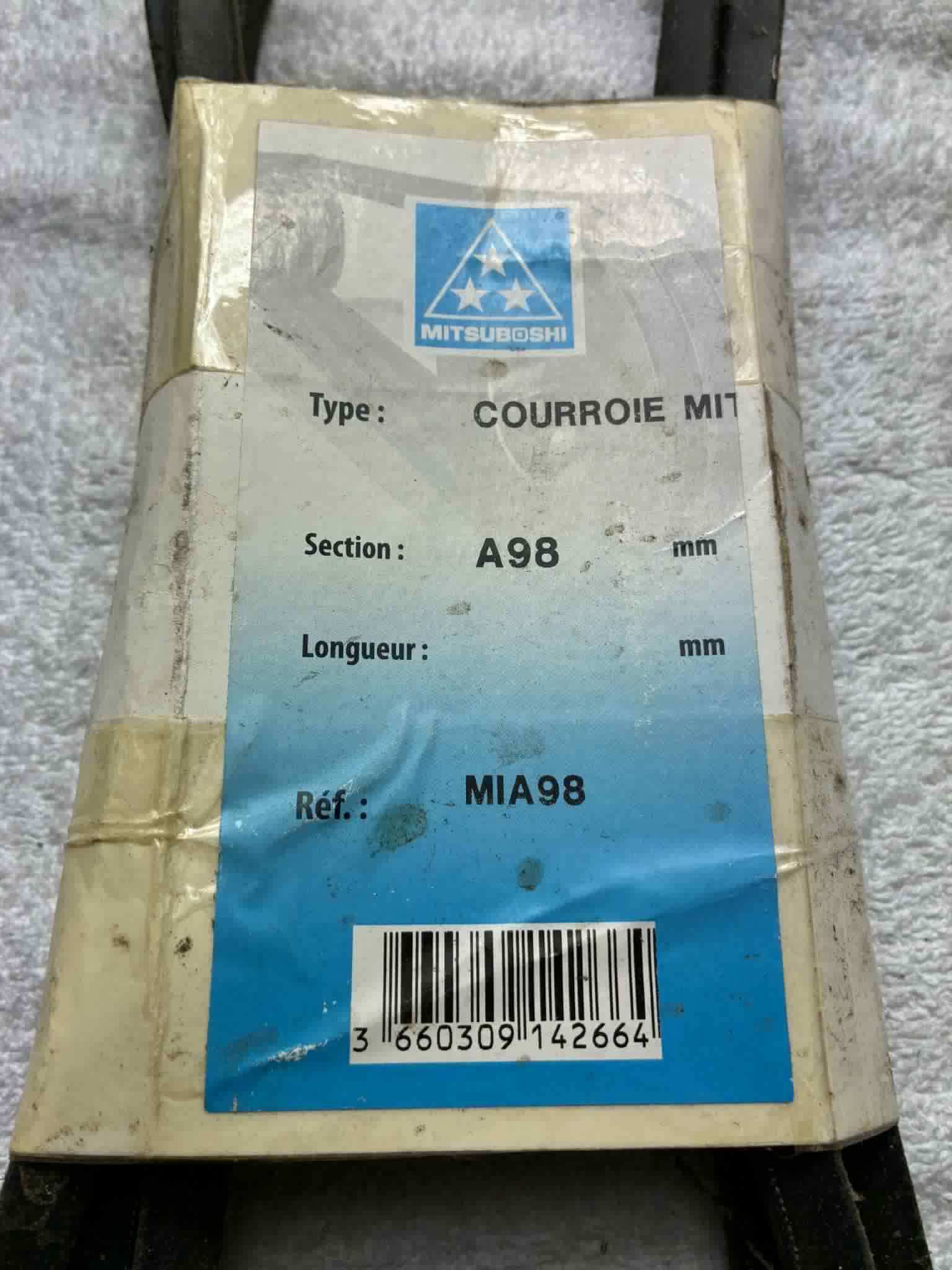 Courroie Mitsuboshi A98 transmission tondeuse motoculture Réf MIA98 neuve