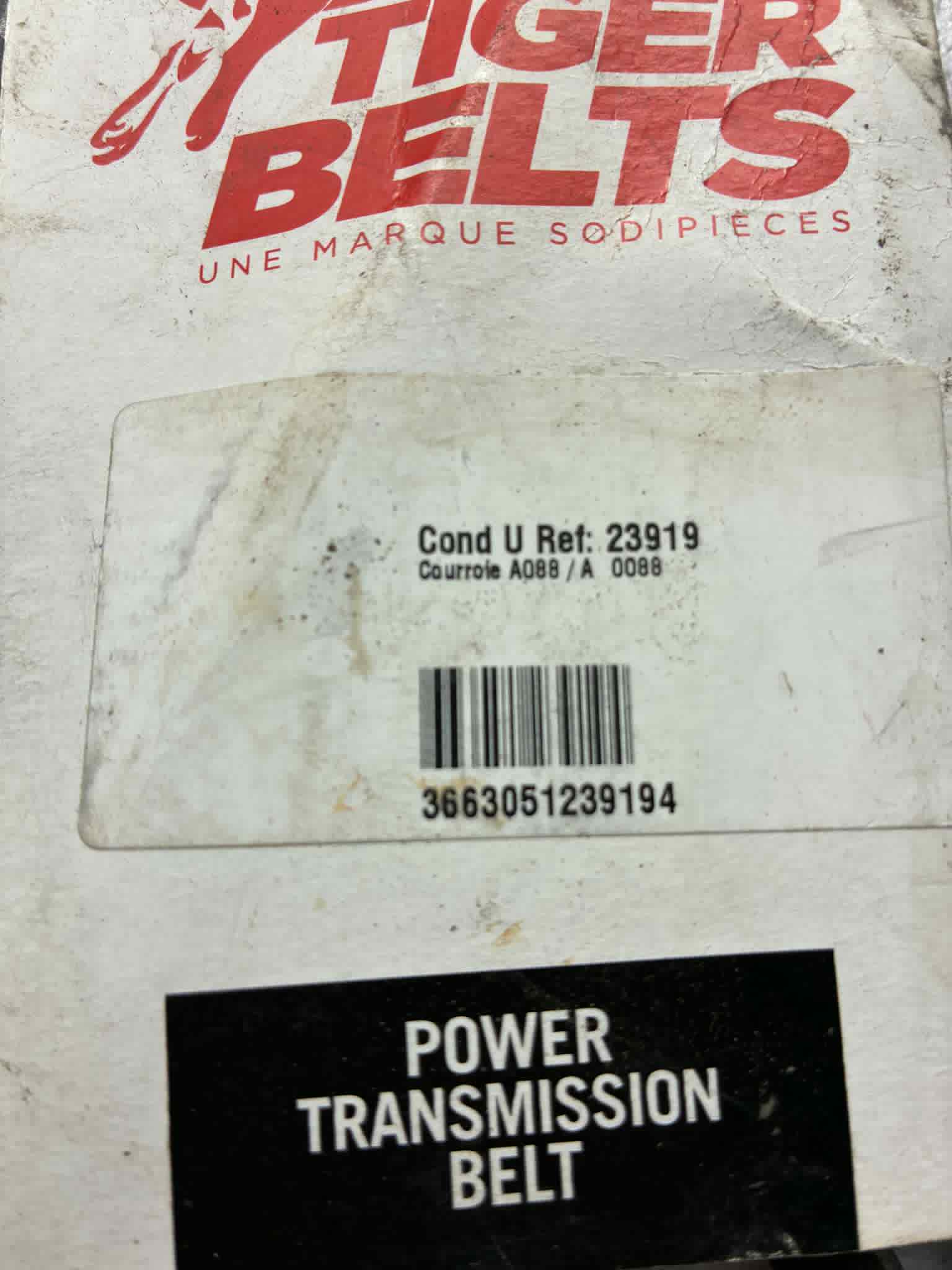 Courroie Tiger Belts A088 / A0088 transmission tondeuse Sodipièces Réf 23919 neuve