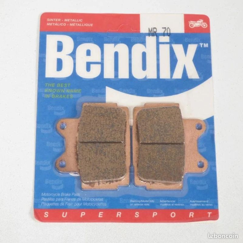 Pastillas de freno traseras de metal sinterizado Bendix MR70 para motocicleta – Ref. MR70