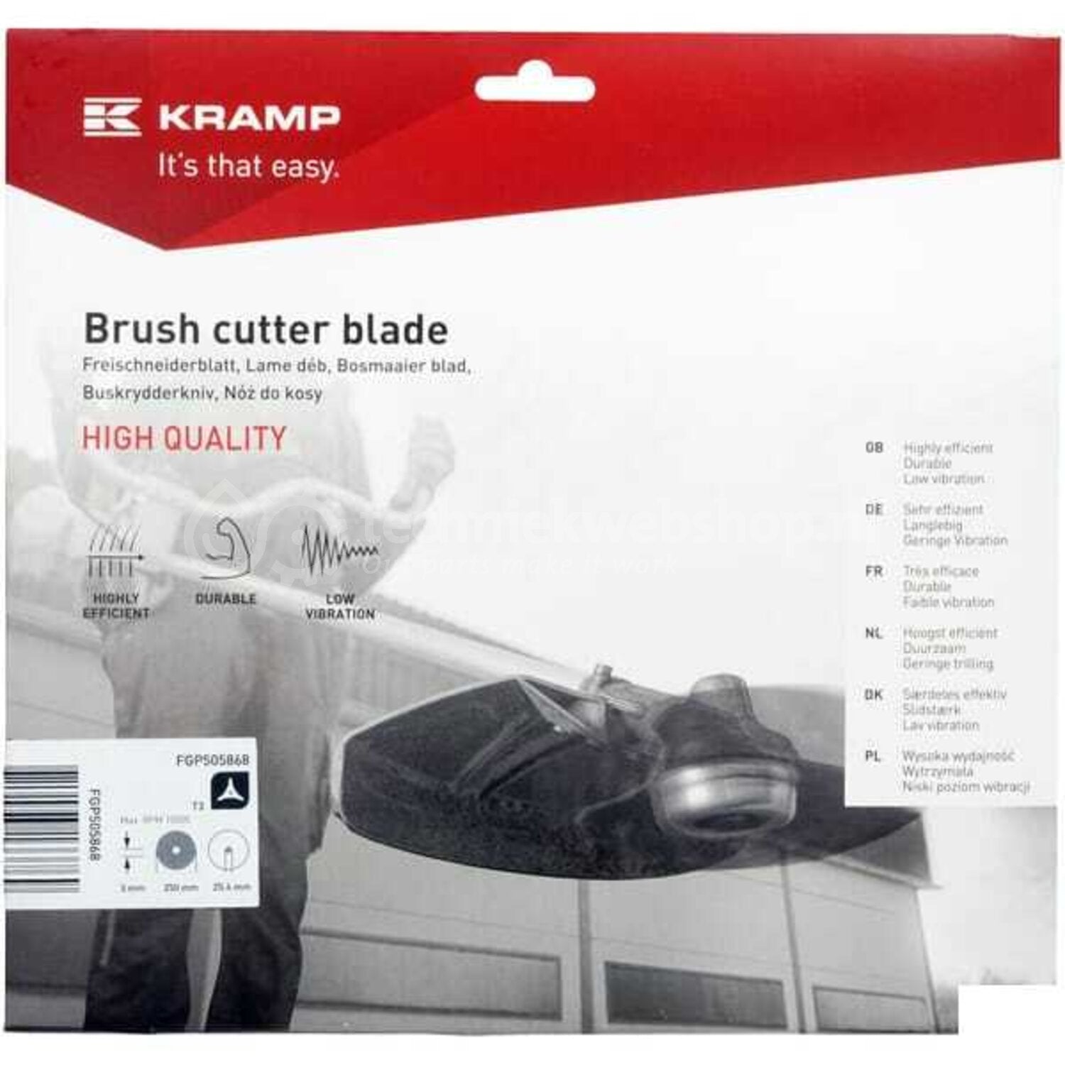 Lame débroussailleuse KRAMP 3 dents 250 mm alésage 25,4 mm NEUVE