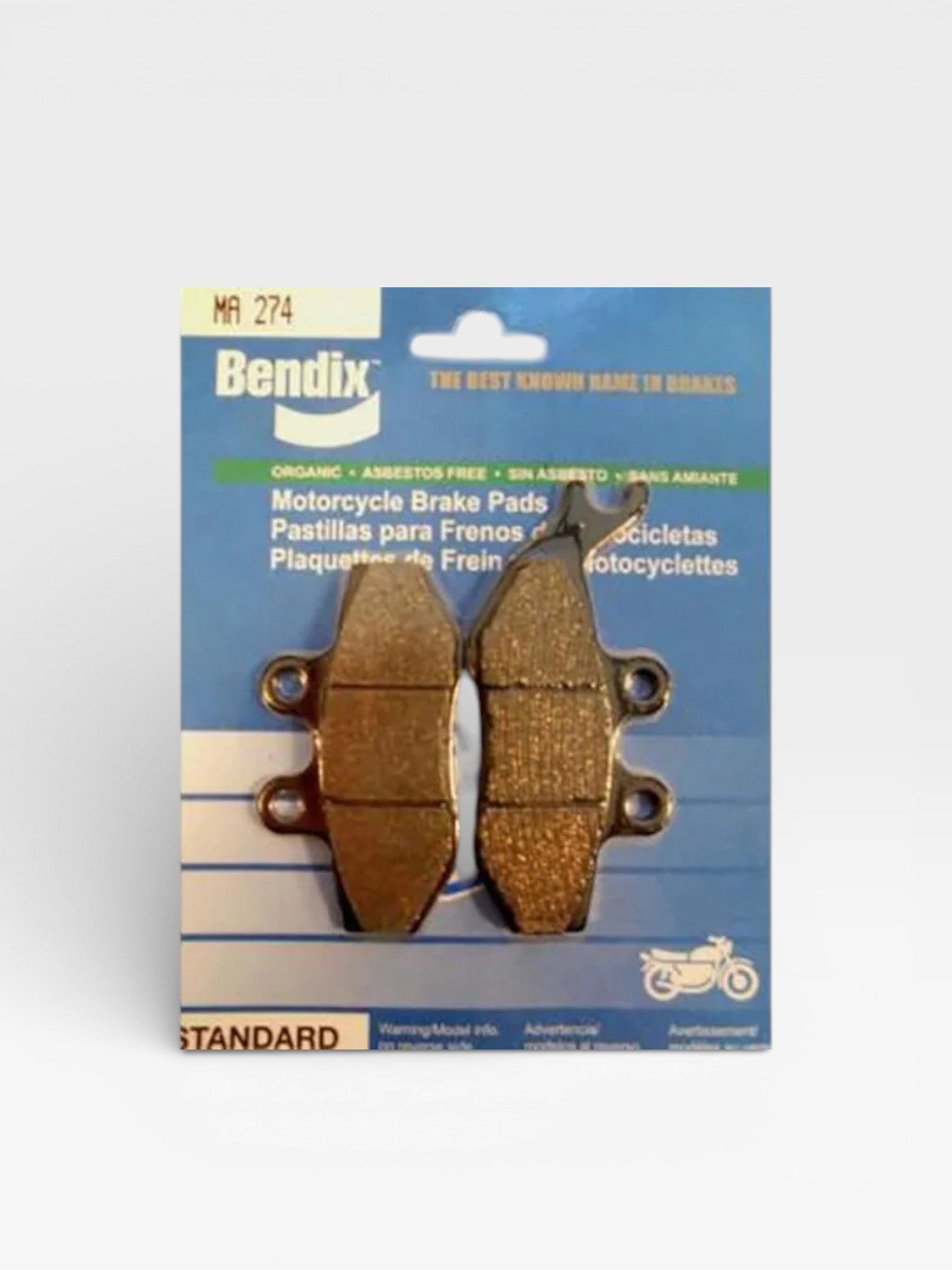 Pastillas de freno delanteras orgánicas Bendix MA274 para motocicletas – Ref. MA274