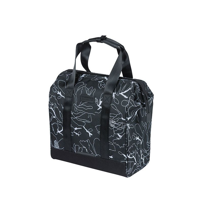 Basil Grand Flower Shopper 23L Schwarze Gepäckträgertasche für hinten
