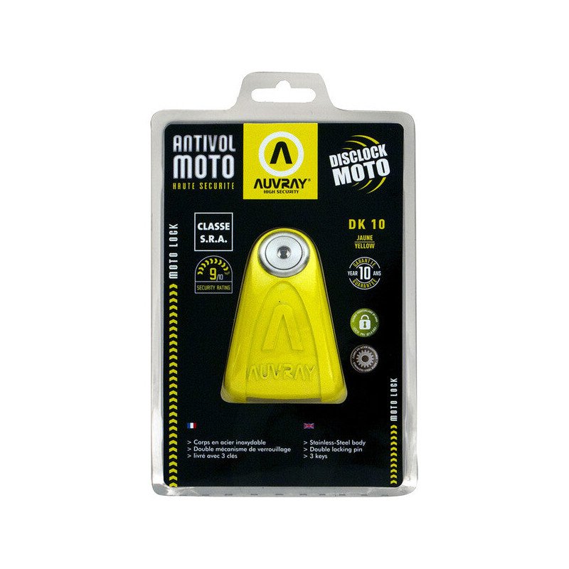 Bloque de disco con alarma para motoMAXXEo X10 amarillo SRA pasador de 10 mm