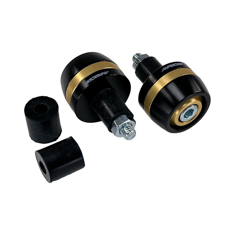 Puntas de manillarMAXXEe Aluminio 002 negro/dorado MEDGA002-O