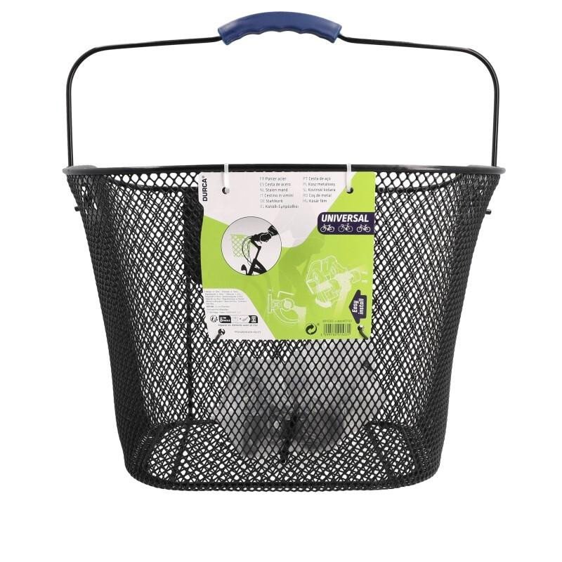 Durca801533 front bike basket, gray metal, 12L, handlebar mount