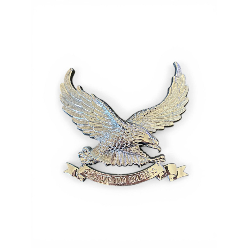 Emblema Águila Live To Ride Metal cromado Moto Custom
