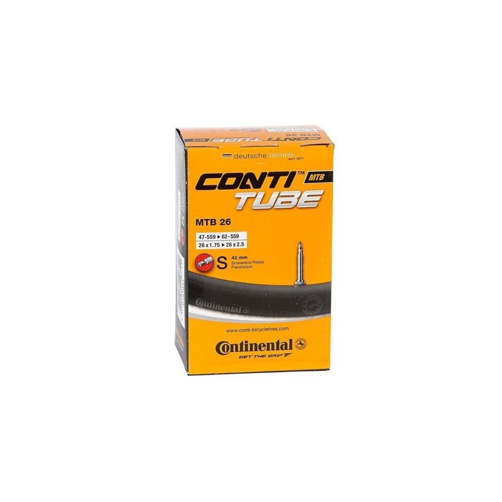 Cámara de aire para bicicleta de montañaContinental26x1.75-2.5, válvula Presta, 42 mm, nueva