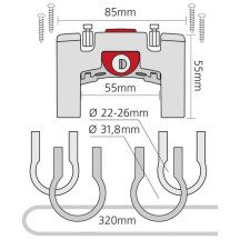 Adaptador para manillar KLICKfix con cerradura «22-31.8mm» para fijar cestas y alforjas. Nuevo