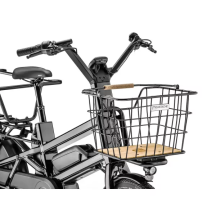 Salvador MIK 23L steel bicycle basket with bamboo base, reflective retro logo, new