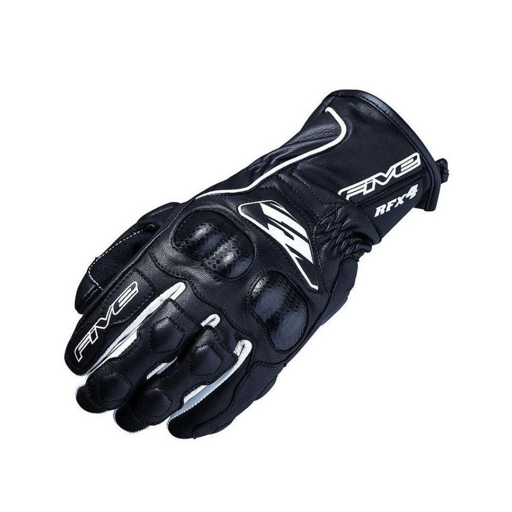 Damen-Motorradhandschuhe Five RFX4 Lady S racing Leder CE Carbon Schale Fingerknöchel schwarz/weiß Neun