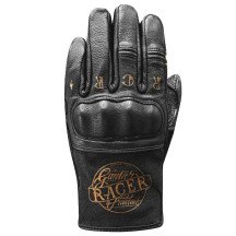 Guantes moto hombre Racer Cally S verano vintage piel cabra ErgoFlex CE EN13594 negro Nuevo