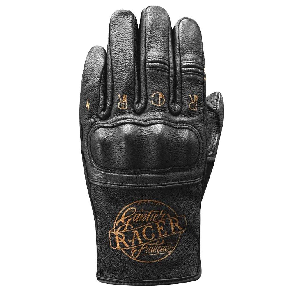 Guantes moto hombre Racer Cally S verano vintage piel cabra ErgoFlex CE EN13594 negro Nuevo