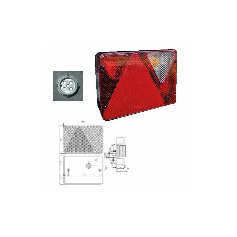 arrière-right lightERDEAJBA RL80 5-function round connector trailer