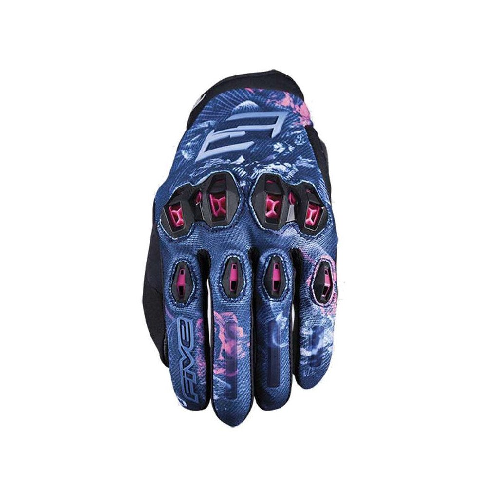 Women’s motorcycle gloves Five Stunt Evo 2 Flower L summer goat leather AirgoProtech CE pink New
