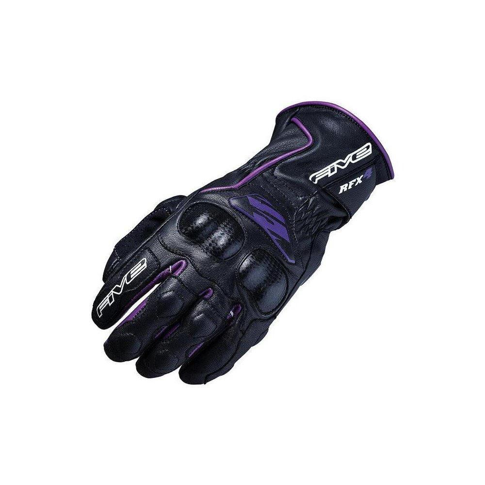 Women’s motorcycle gloves Five RFX4 Woman L mid-season goat leather racing CE black/purple New
