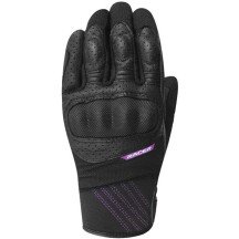 Guantes moto mujer Racer Wendy L verano cuero Lycra Mesh Ergoflex D3O CE negro/morado A estrenar